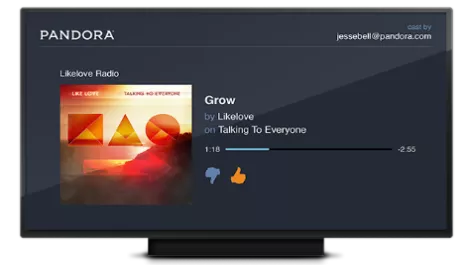 Pandora chromecast nowplaying tv