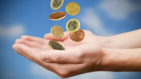 Money into hands