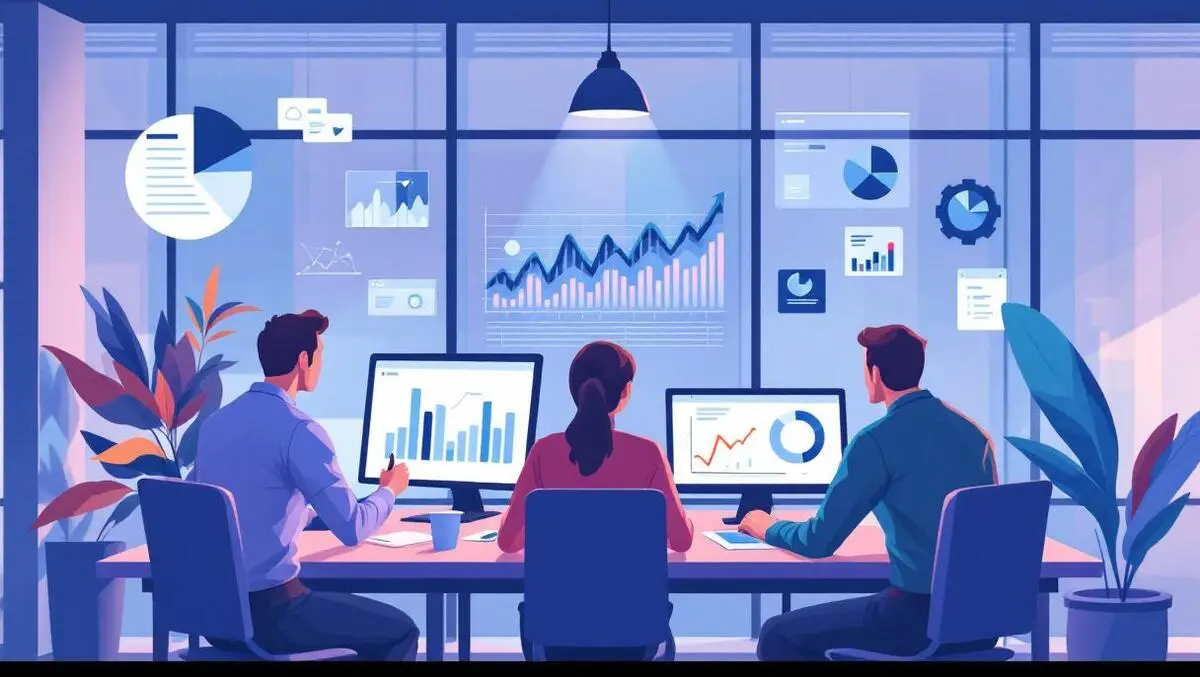 Collaborative team professionals working uk modern office digital marketing