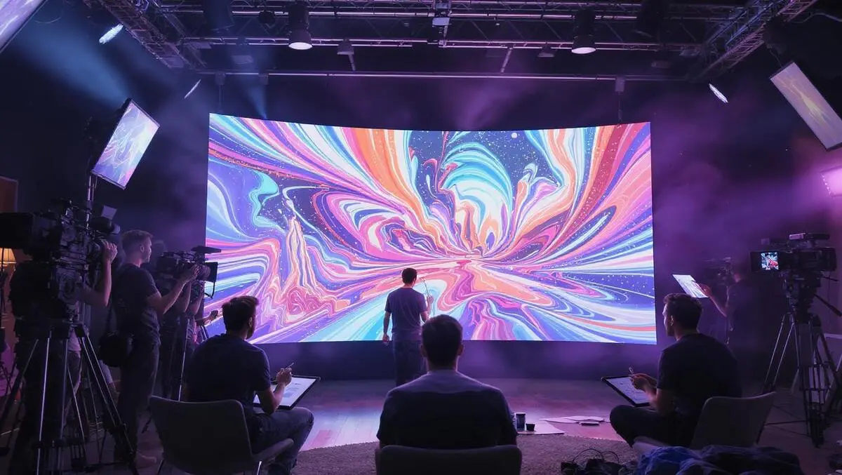 Artists filmmakers collaboratively creating vibrant art film scenes