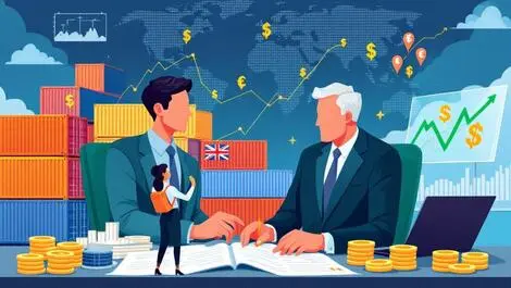 North american businesspeople analyzing currency symbols financial graphs tariffs fx hedging