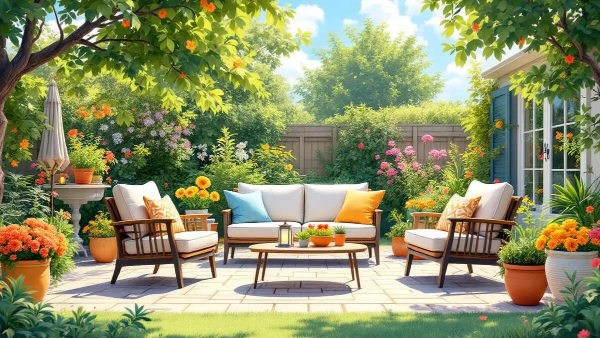 Vibrant summer garden uk outdoor furniture cushions lanterns patio