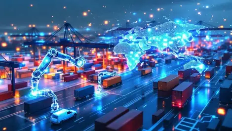 Ai driven global warehouse port with robots and resilient logistics