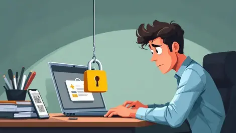 Office worker phishing qr code lock icon cloud account attack