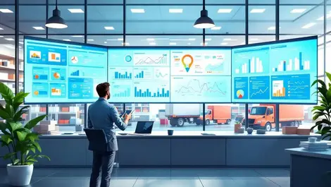 Modern retail control room manager dashboards stock sales data