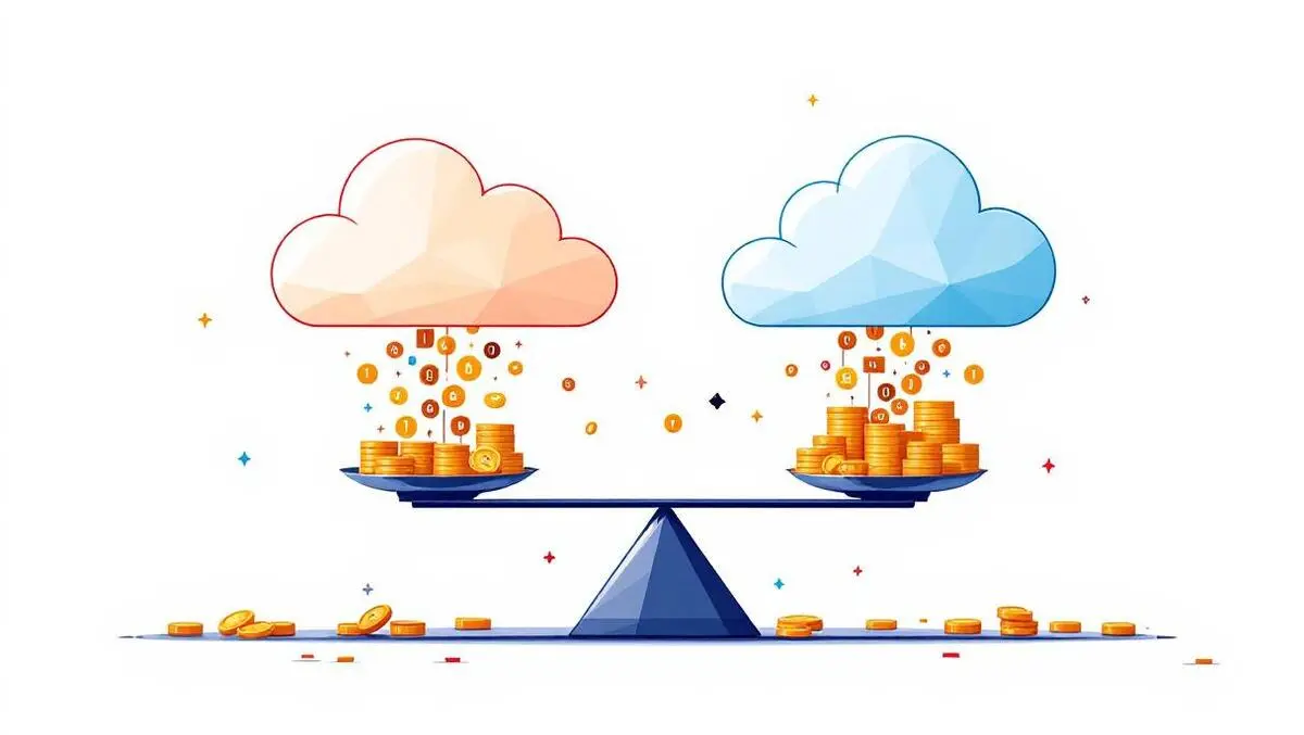 Tech companies merging clouds data streams balanced scale payments