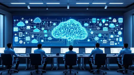 Enterprise it room legacy server racks to cloud ai migration scene