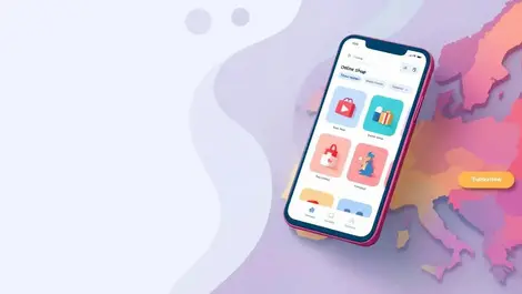 Smartphone online shop over europe uk eu minimal flat illustration