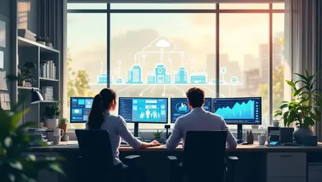 Modern uk healthcare office automated care and finance data flow