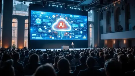 Prague conference hall ai cloud data visualization tech event