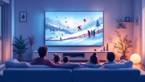 Uk living room tcl tv winter olympics family evening branding