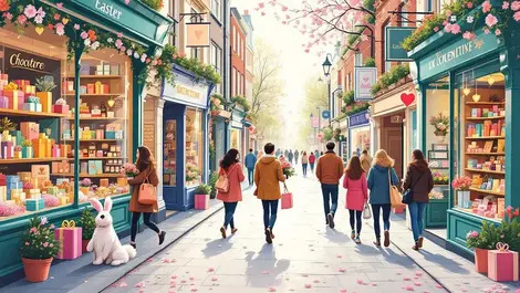 Bustling uk high street spring gifts flowers easter valentines