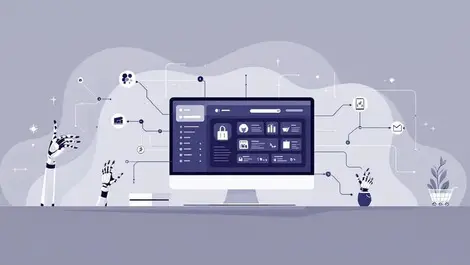 Ai agents reshaping enterprise ecommerce workspace illustration
