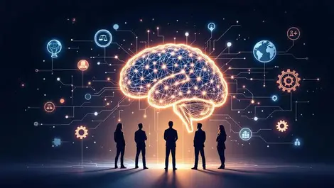 Research team glowing brain network ai ethics risks governance study