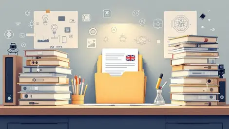 Europe patent office desk uk folder invention sketches tech symbols